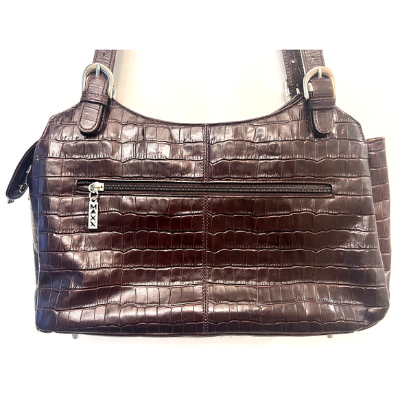 MAXX NEW YORK Designer Women's VTG Burgundy Red Croc Leather Shoulder Handbag - Picture 5 of 11